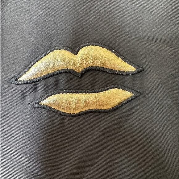 Givenchy Black with Gold Embroidery Lips Button Front Long Sleeve Shirt 38 / M - Picture 8 of 14